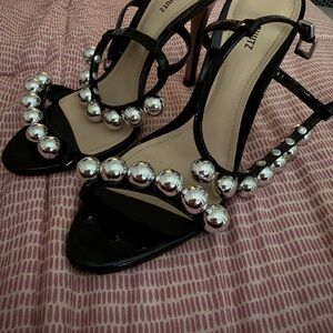SCHUTZ Black Heels with Silver Accents